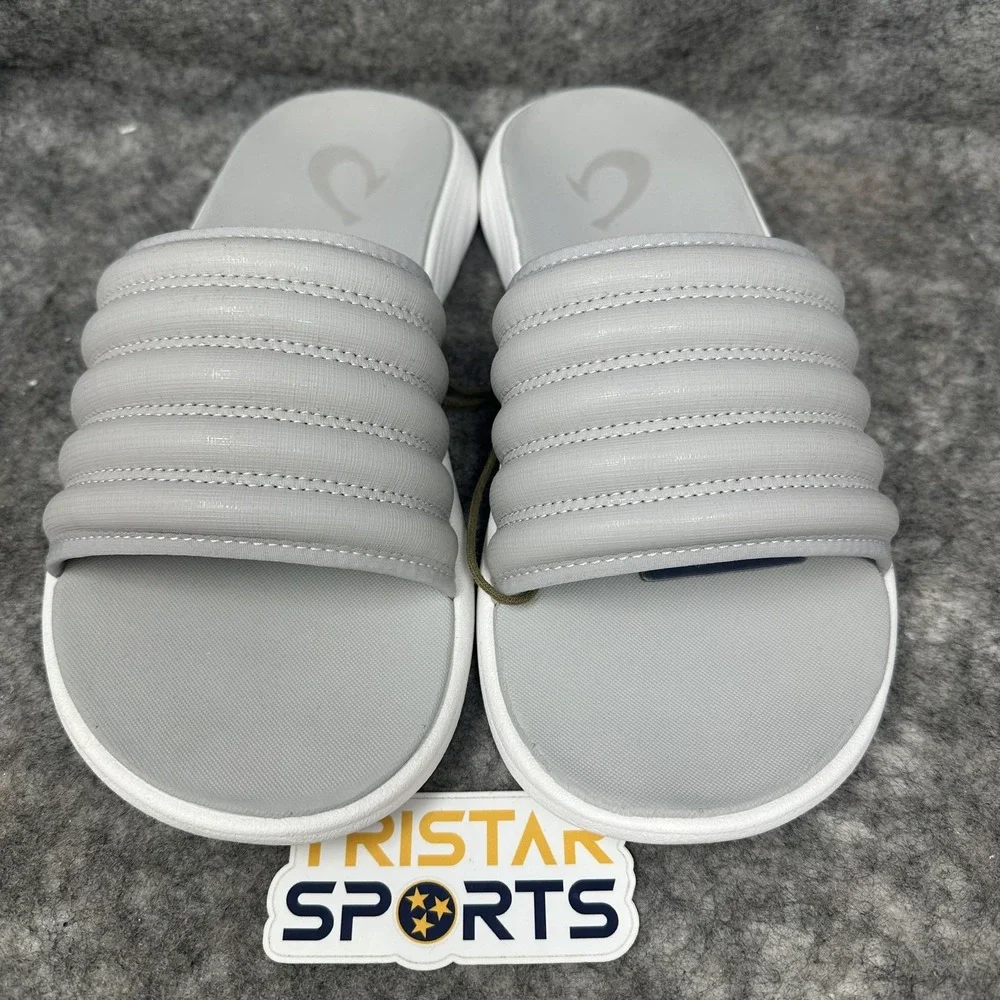 OluKai Komo Slide Sandals Mens Size 9 Gray Mist Grey Comfort 10531-DWDW